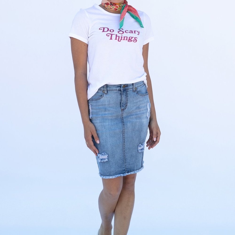 NWT Evy's Tree Denim Skirt in Light Wash